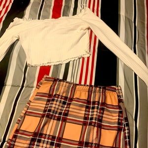 White long sleeve crop top and shirt